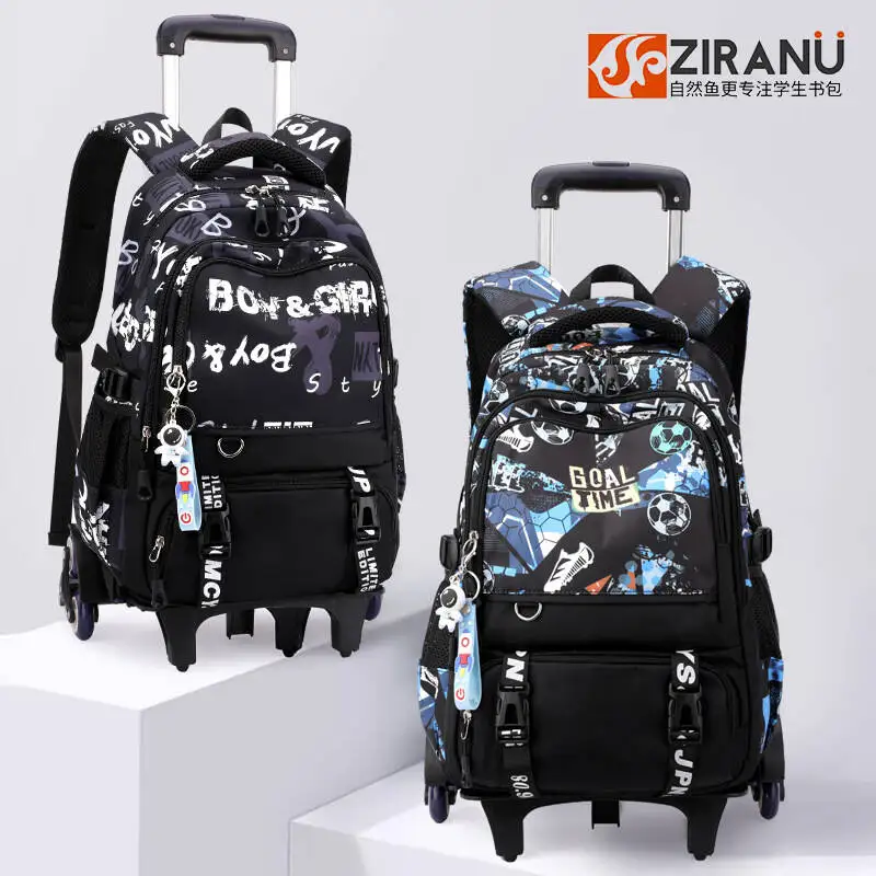 School Bags With Wheels School Rolling Backpacks For Boys Trolley Bag Waterproof Orthopedic School Bag Student Wheeled Backpack