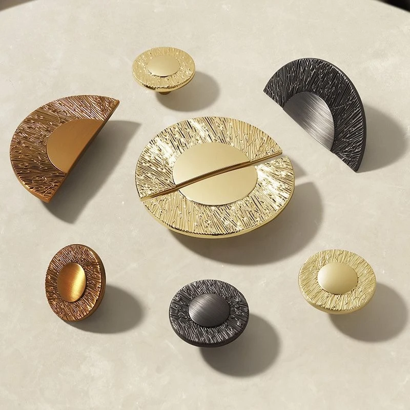 Gold Round Cabinet Door Handle Zinc Alloy Semicircle Handles Bookcase Wardrobe Bedside Cupboard Door Knob Furniture Drawer Pulls