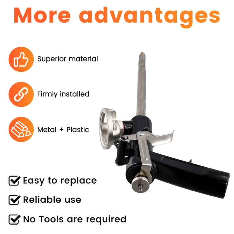 

AA81-Heavy Duty PU Foam Tool Expanding Foam Applicator Metal Blowing Tool Foam Caulk Tool Waterproof Caulk Tool