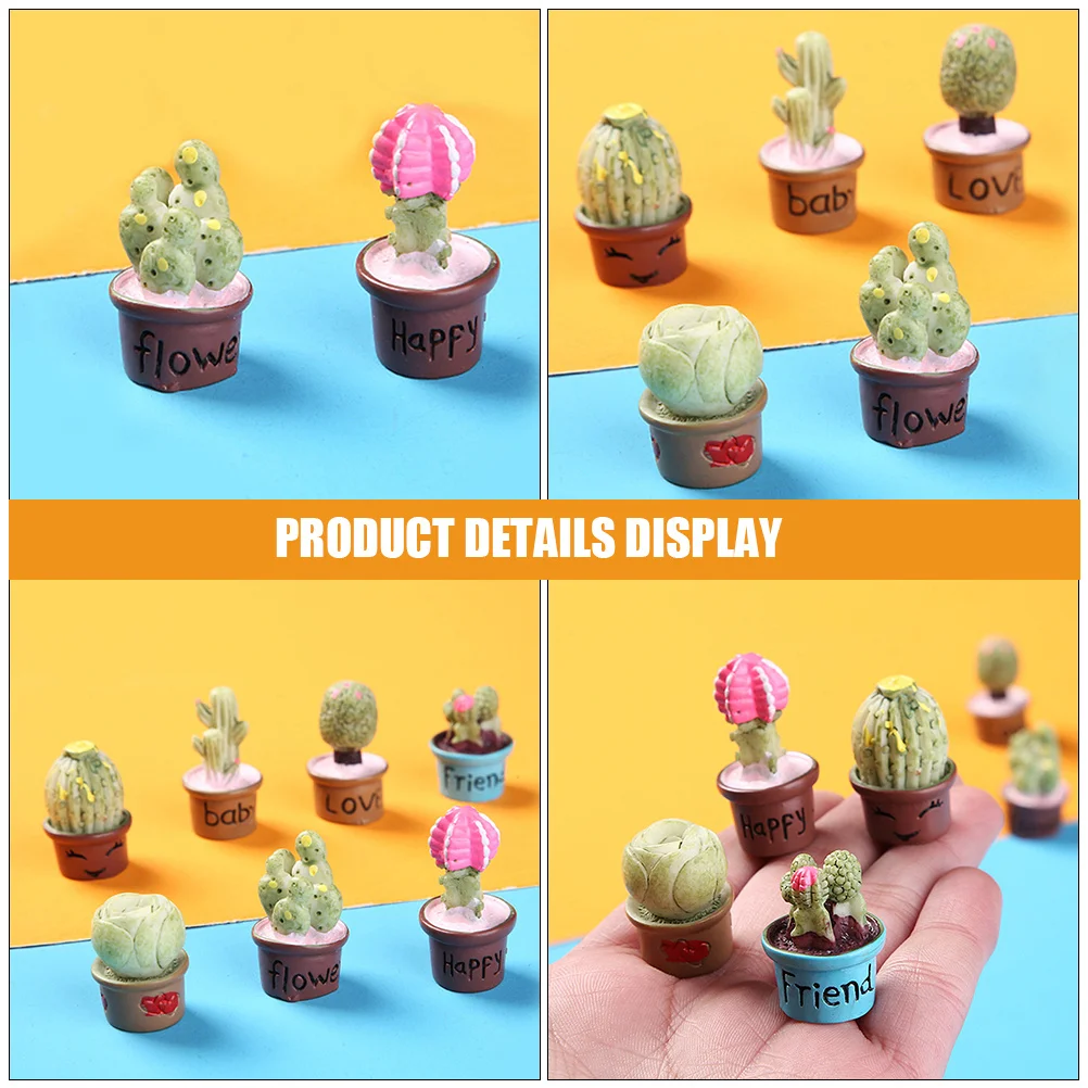 

6Pcs Mini Succulent Potted Plants Resin Creative Decorations Desktop Shelf Office Home Living Room Dining Car Decor