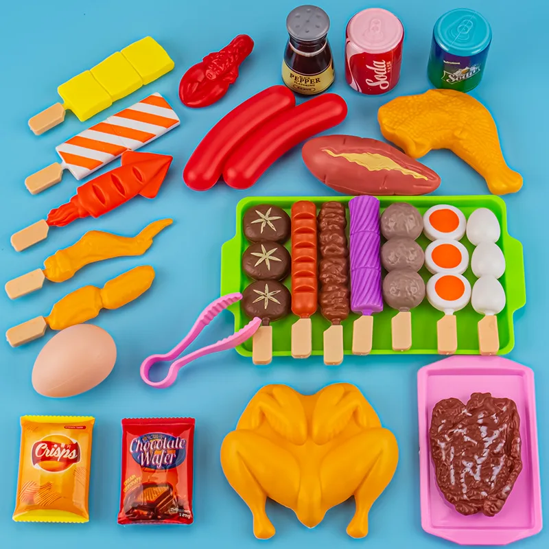 Kids Pretend Play Kitchen Toys Simulation Food Barbecue Cooking Toys Children Educational Play House Interactive Toys For Girl