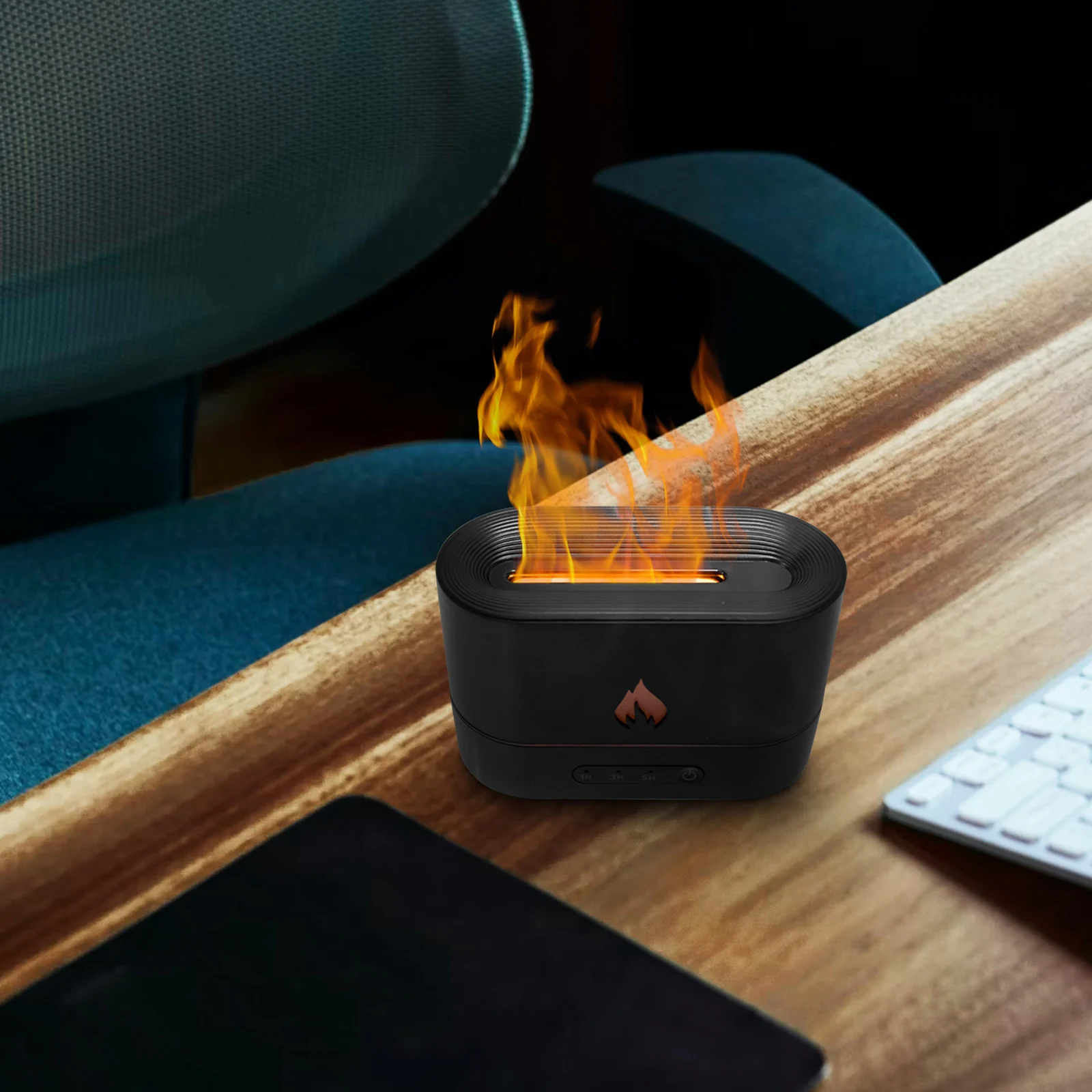 

Simulated Flame Diffuser Aromatherapy Black Ceramic Oil Humidifier Essential Home Desktop Mist Decorative Simple Gift Families