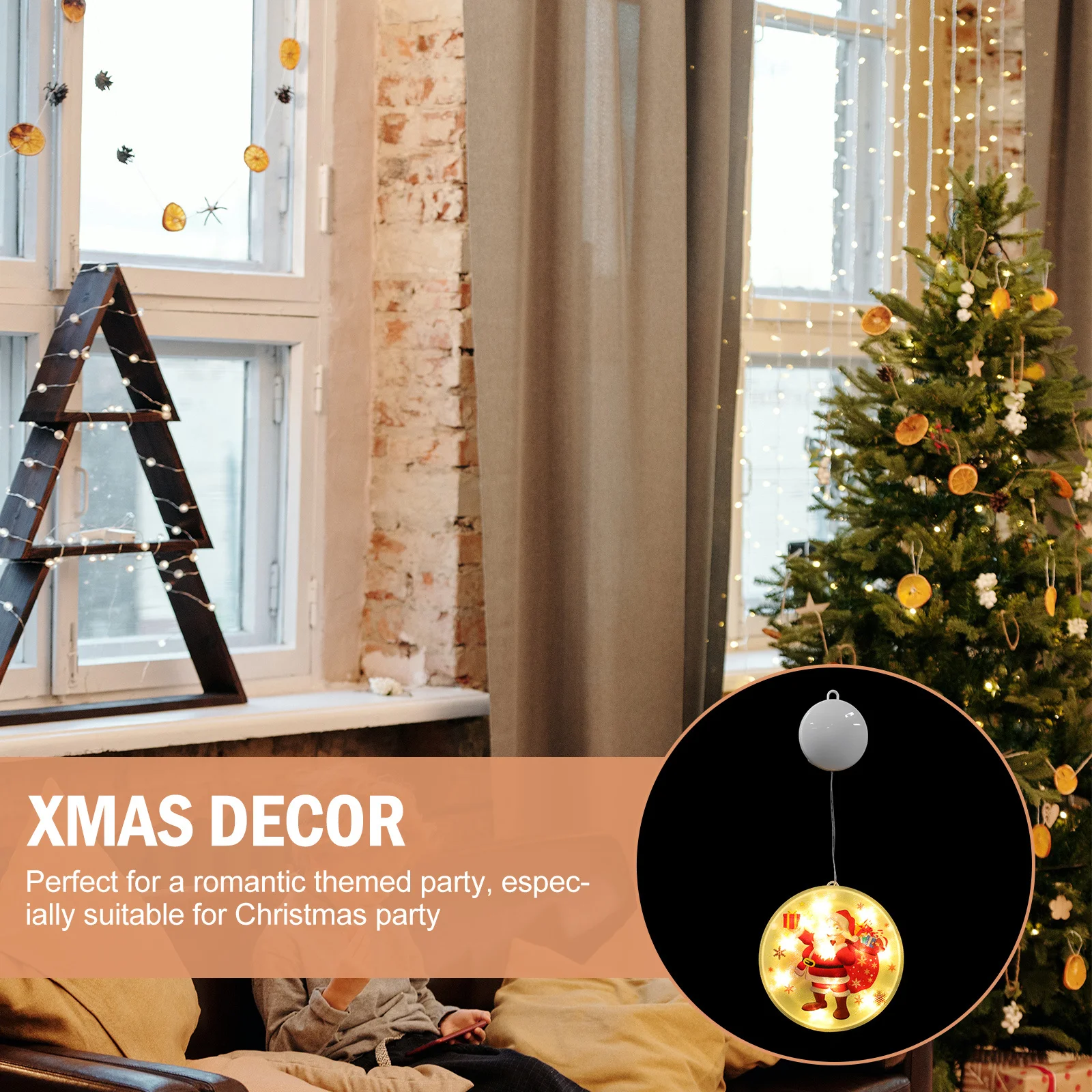 

1pc Xmas Design Window Pendant Plastic Decorative Hanging Led For Christmas Party Shop Window Decor Showcase Light Board Xmas