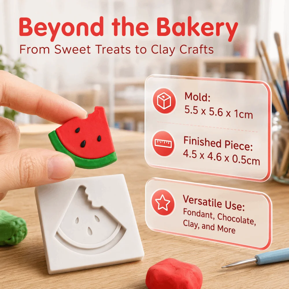 Cute Silicone Silicone Mould Watermelon Slice Heat Resistant Chocolate Mould 3D Design Washable Dessert Mould Chocolate Making