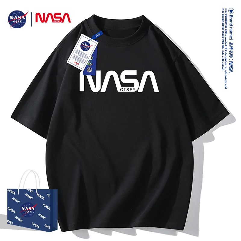 NASA GISS High Qualtity Oversized anime T-shirt for Men Short Sleeve Tee Cotton 18 Color Trend Leisure 2023 new tshirt