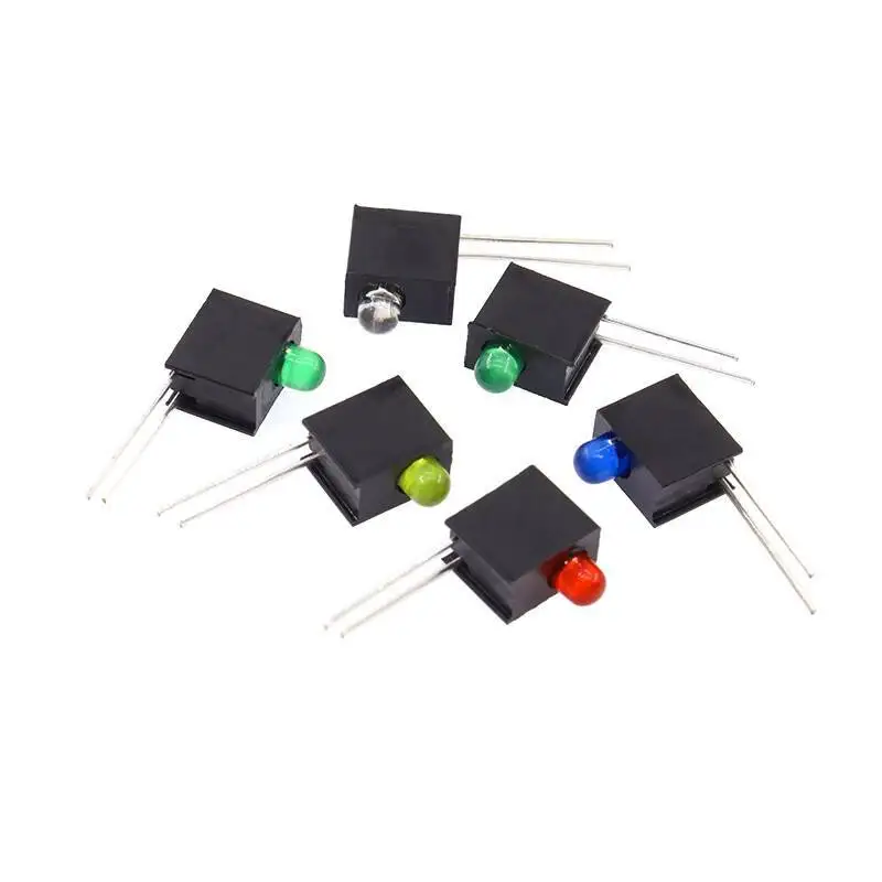 10 Stück 3MM LED-Anzeigeleuchte F3 Schalttafel-Lampenhalter Rot Gelb Blau Grün Einzelloch 90 Grad gebogener Stift – Detail 5
