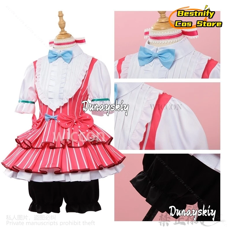 CosplayAnime الفتيات الفرقة صرخة تأثيري نينا Iseri زي الوردي لوليتا تنورة فستان الأميرة شعر مستعار امرأة مثير Kawaii كرنفال البدلة Cust