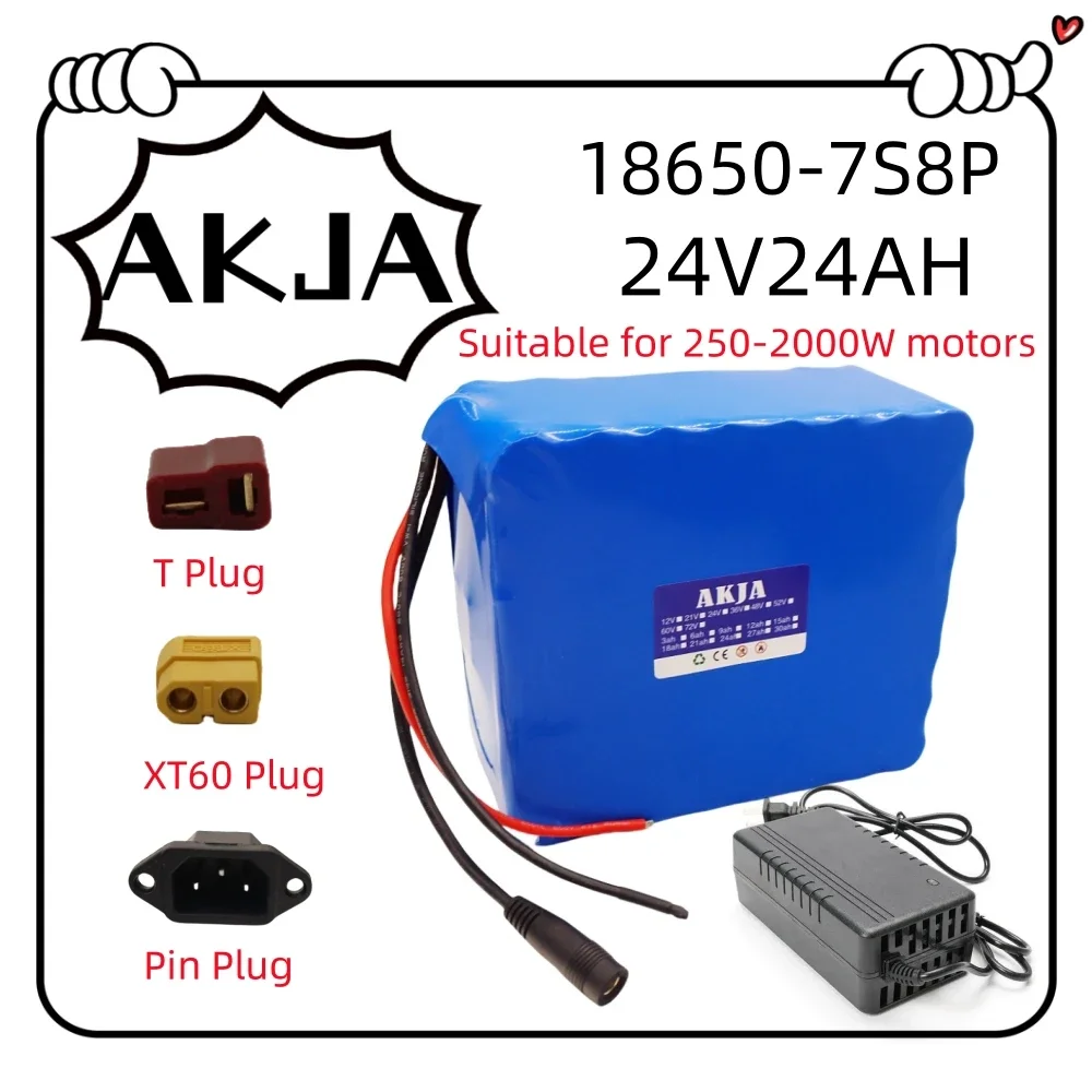 

Air fast transportation18650lithium battery pack 24V29.4V battery7S8P24AH suitable for 250-2000W motor new full capacity+charger