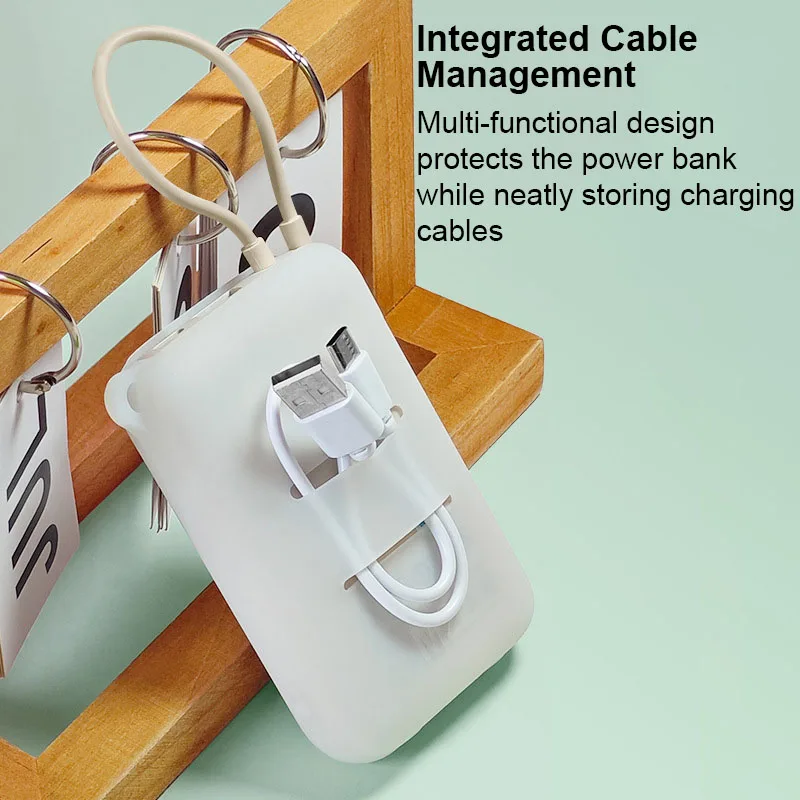 Shockproof Silicone Case for Xiaomi Built-in Cable Power Bank 10000mAh P15ZM Dustproof Protective Power Bank Case