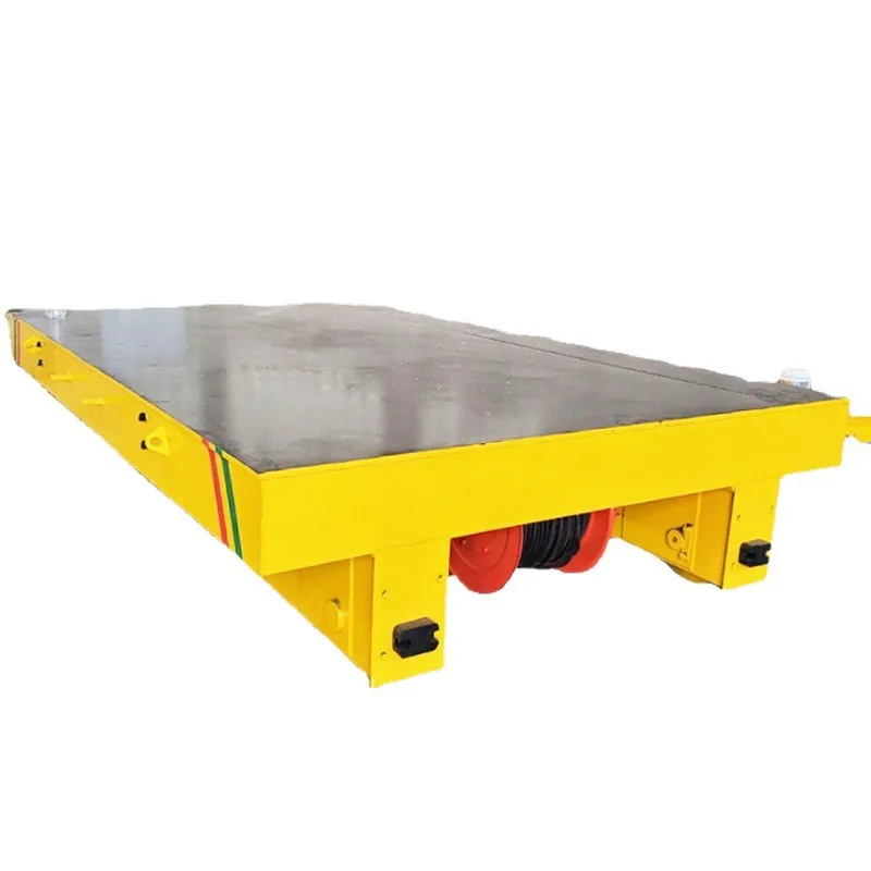 

5 tons flat car, workshop warehouse handling battery rail flat car trackless electric flat car