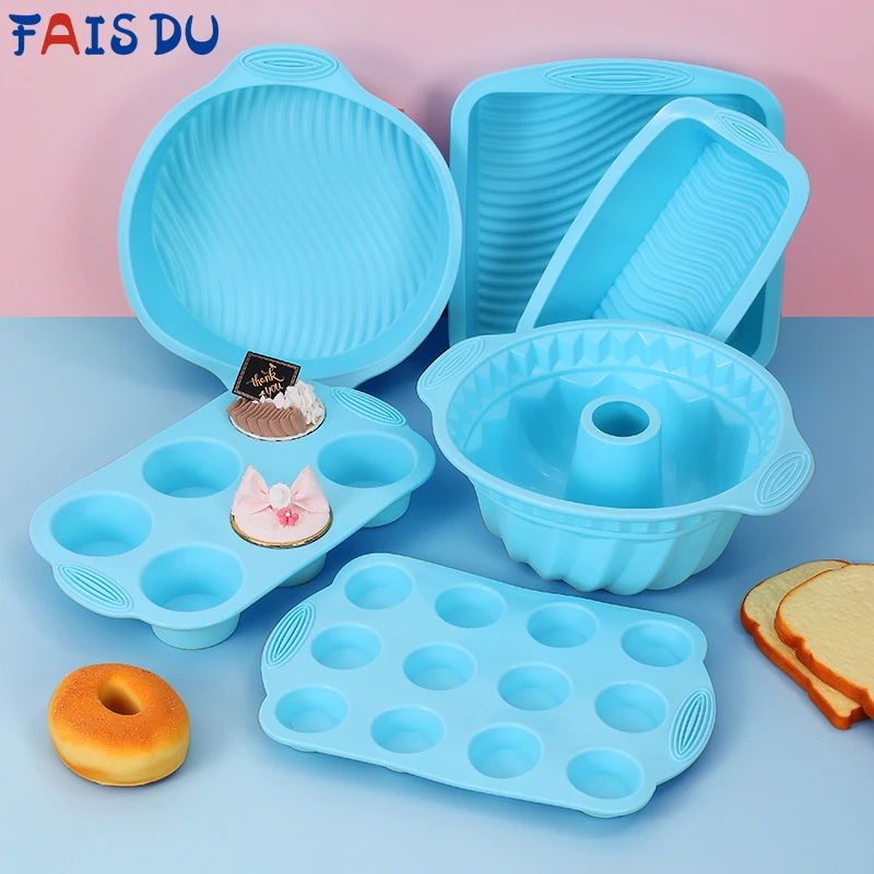 

FAIS DU Blue Silicone Bakeware Mould Baking Pan For Pastry DIY NonStick Baking Accessories and Tools Muffin Cake Decorating Tool