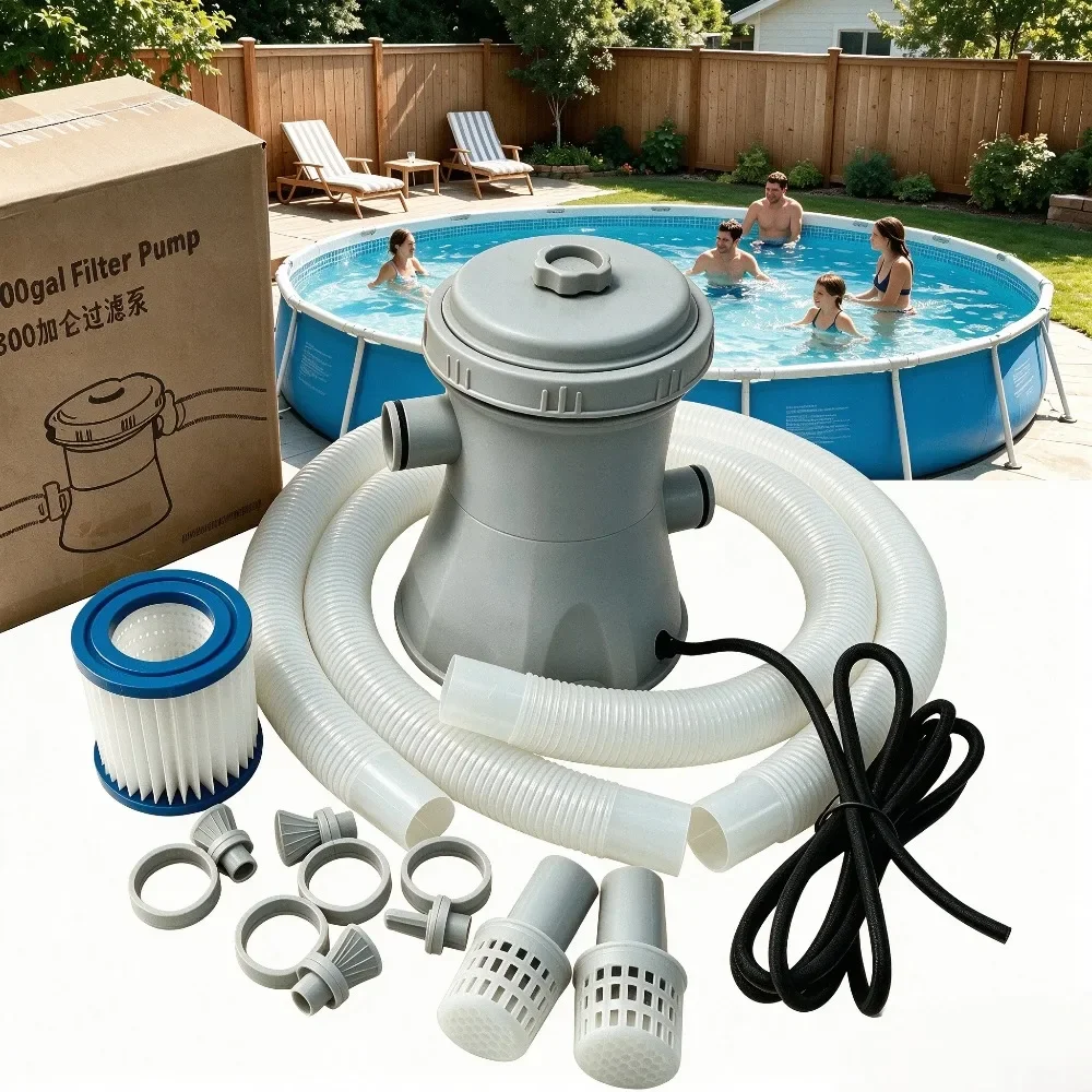 Above Ground Pool Filter Pump Electric Pool Circulating Cleaner Reusable Swimming Pool Filter Device 300 Gallons Pool Filter
