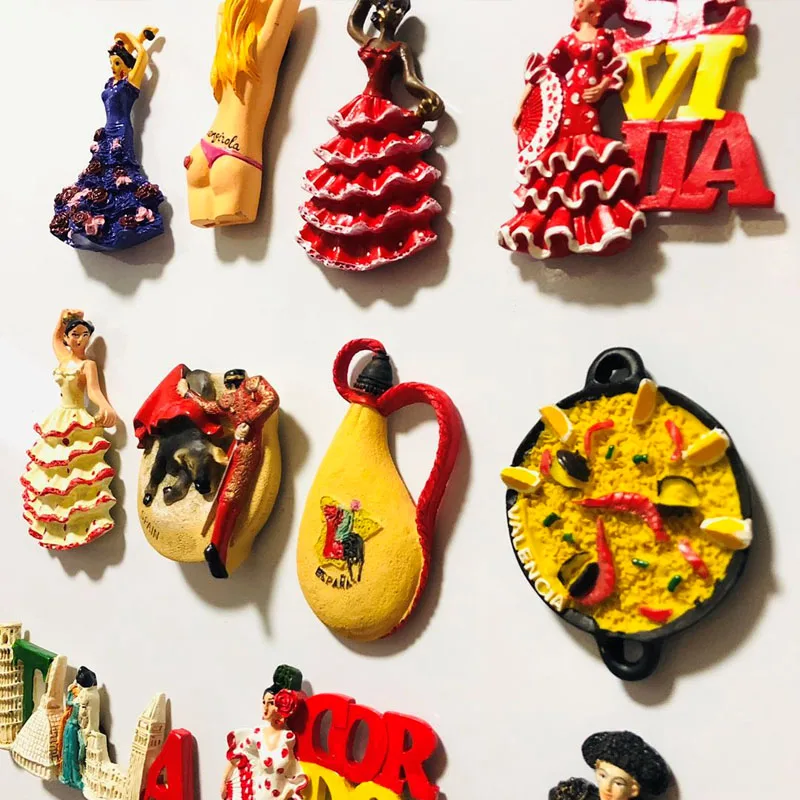 Fridge Magnets Spanish Bullfight Valencia Cordoba Dancing Girl Seville Girl Italy Magnet Sticker World Travel Souvenir Magnetic