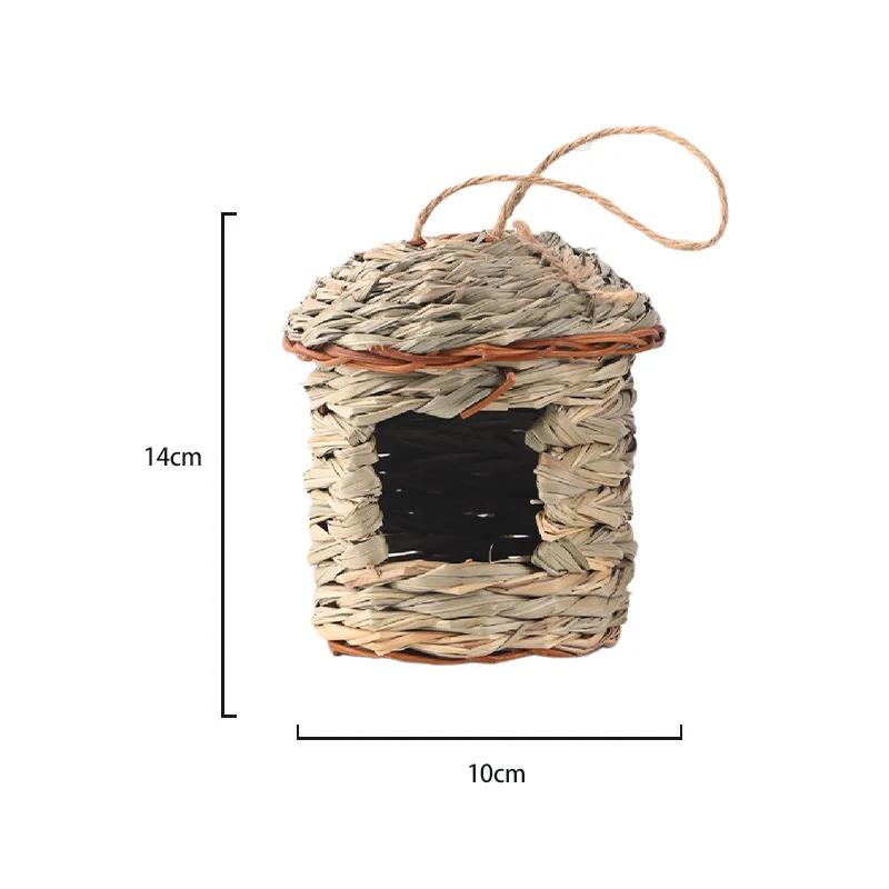Handgewebtes Stroh-Vogelnest für Papageien, Garten, zum Aufhängen im Freien, Bruthaus, Zuchtnest, Vogel, Haustiere, Hütte für Hofdekoration – Detail 3