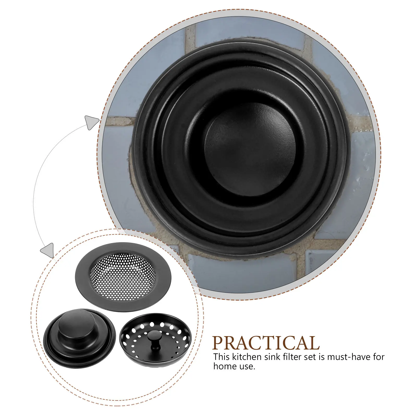 

1Set Kitchen Sink Strainer Stainless Steel Rubber Filter Efficient Anti-Clog Drain Stopper Garbage Disposal Plug Basket