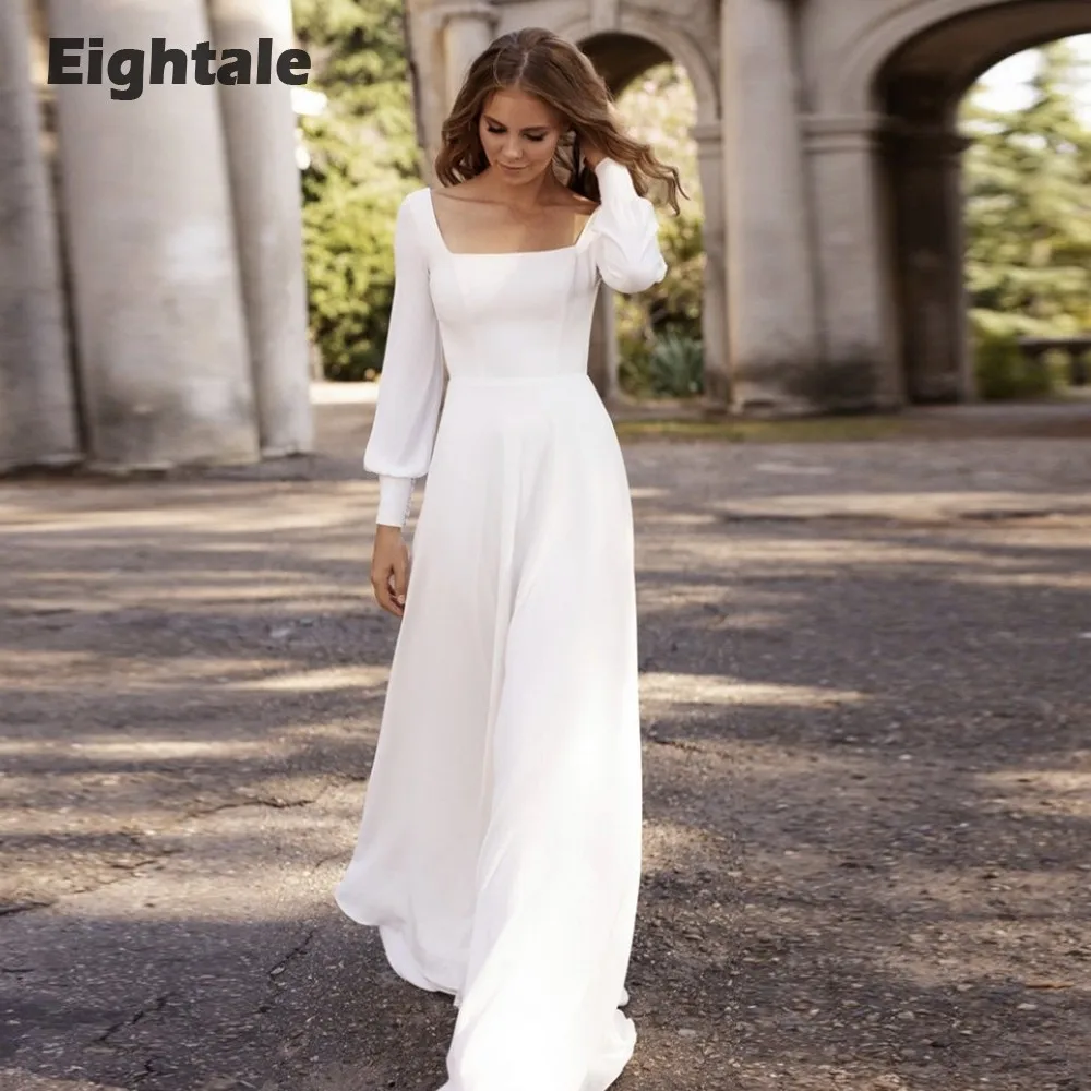 

Eightale Bohemian Wedding Dress Beach Backless Custom Made Sexy Long Sleeves Bridal Gowns White Ivory vestido novia