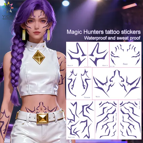 Kpop demônio lumi tatuagem adesivos cosplay corpo tatuagem adesivos sajaa meninos conjunto de tatuagem escura adesivos festa de aniversário presentes cos adereços