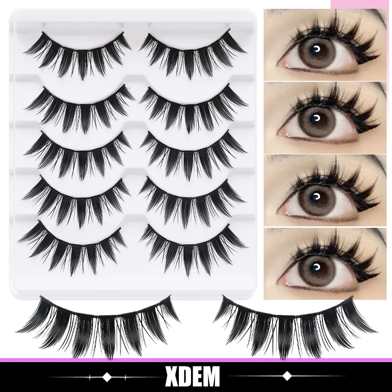 DINGSEN 5 Paar Wimpern, Künstliche Wimpern, Natürliche Lange Manga-Wimpern, Geflügelte Enden, Augenverlängernde Wimpern, Künstliche Wimpern für Make-up – Detail 16