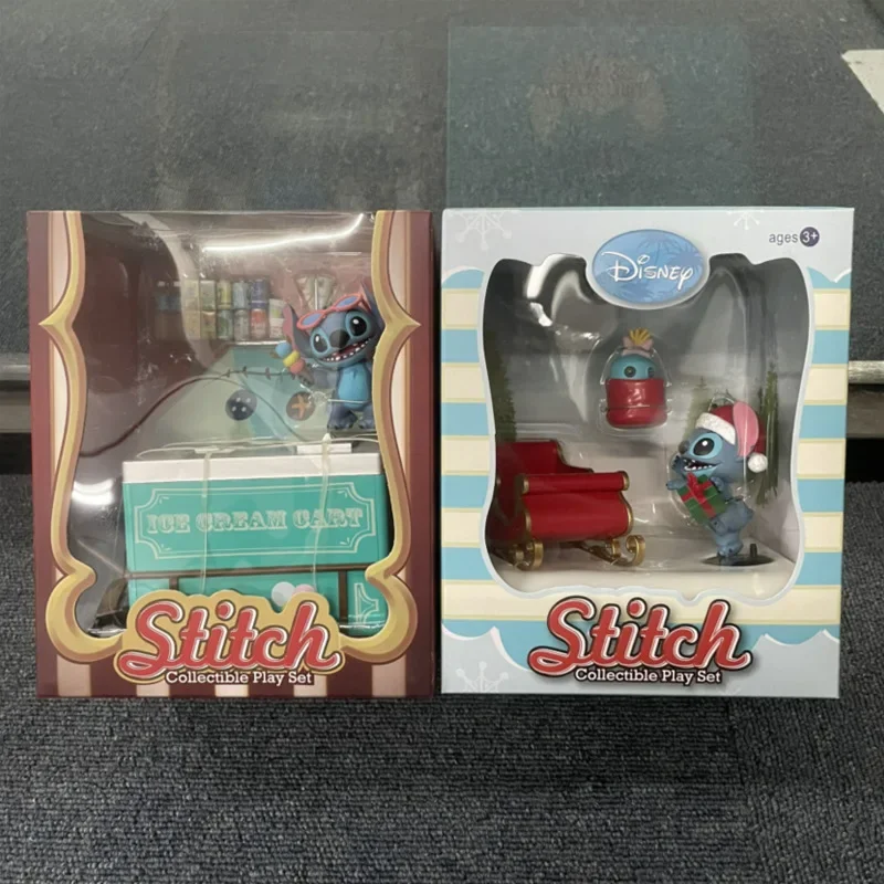 

Disney Lilo&Stitch Beverage Sled Set Scene Toys Car Decorate Desktop Model Ornaments Children Birthday Christmas Gifts