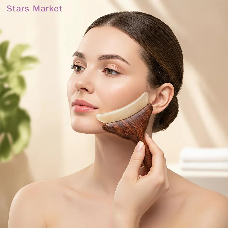 Natural Sandalwood Gua Sha Massage Board Portable Facial Scraping Tool for Home SPA Skin Care Relaxation