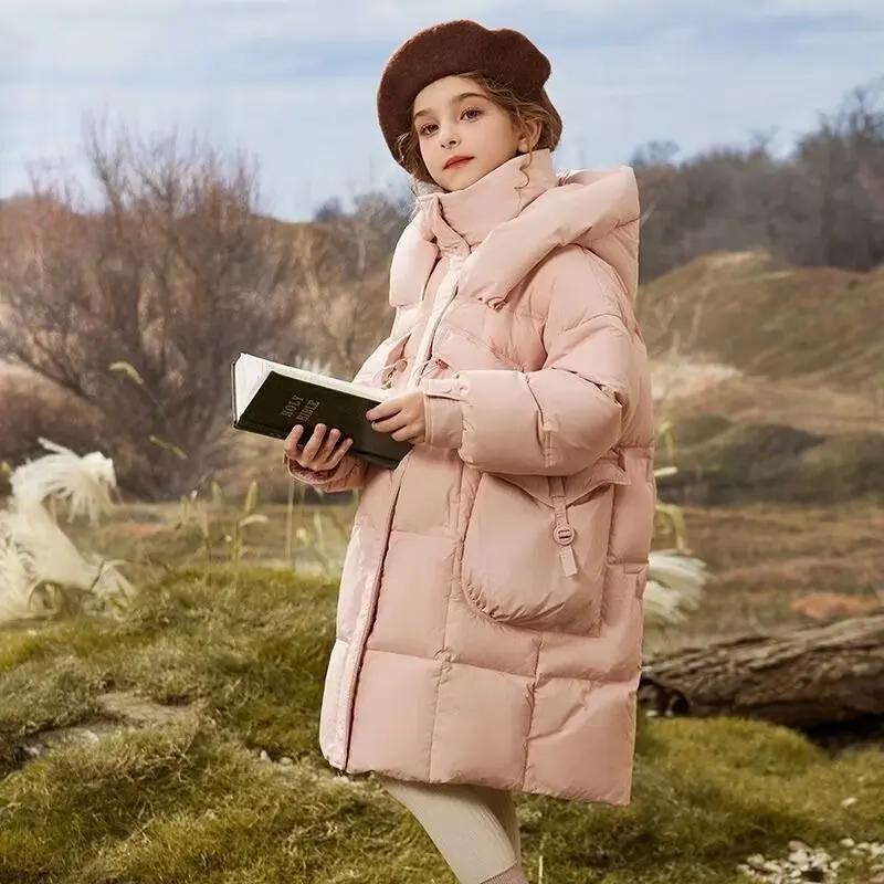 Long Jacket For Girls Winter New -30 Korean Thick Warm Outerwear Boys Kids Parka Winter snowsuit Teenage 10 12 14 years