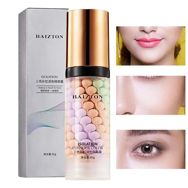 Three Colors Liquid Conceale Face Makeup Primer Base Isolation Cream Invisible Pore Moisturizing Essence Concealer Foundation