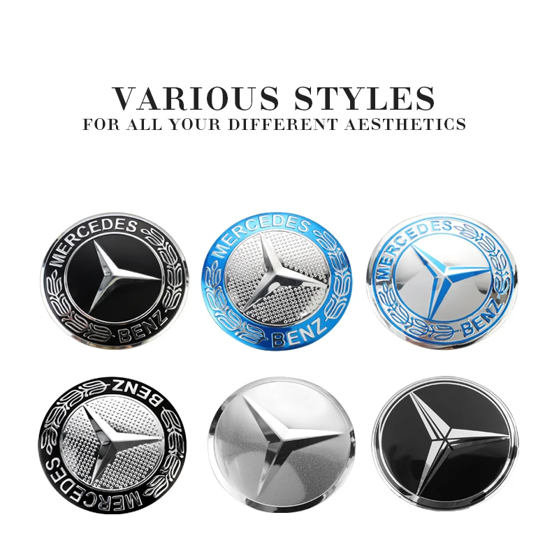 4Pcs 56mm Car Wheel Center Hub Emblem Badge Stickers For Mercedes Benz Brabus Carlsson AMG Smart W205 C300 W203 W206 W108 W124