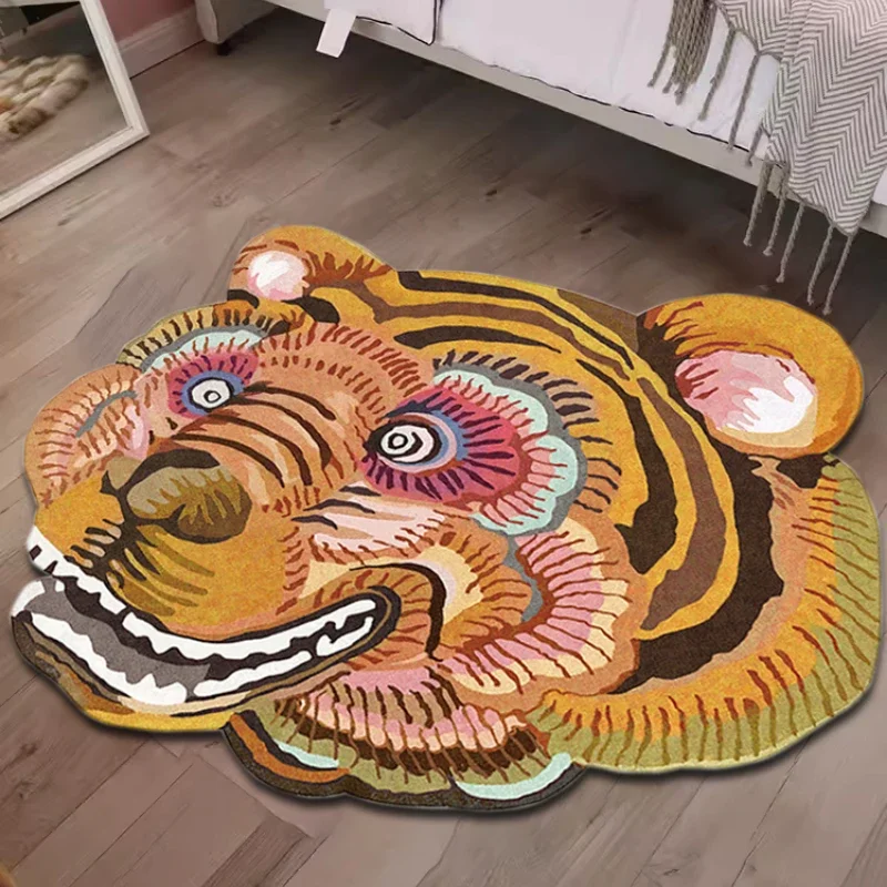 Kunst Tijger Versieren Woonkamer Tapijt Slaapkamer Bed Pluche Vloermat Dikker Schattige Abstracte Salontafel Zacht Tapijt Ковер Tapis 러