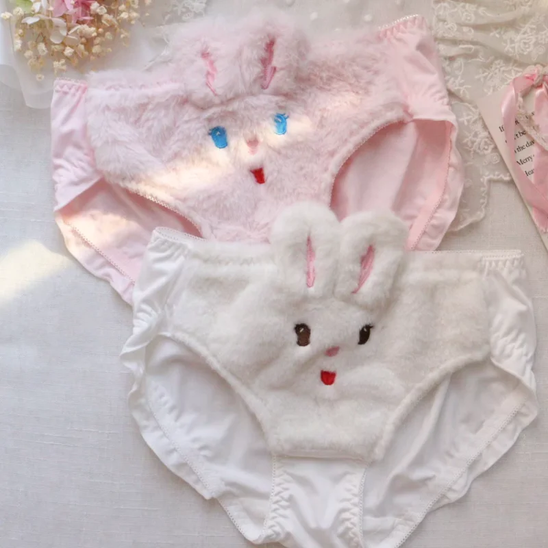 Femmes Sweety fourrure lapin sous-vêtements volants élasticité respirant princesse Style culotte Sexy Sissy Cosplay érotique fête Costume