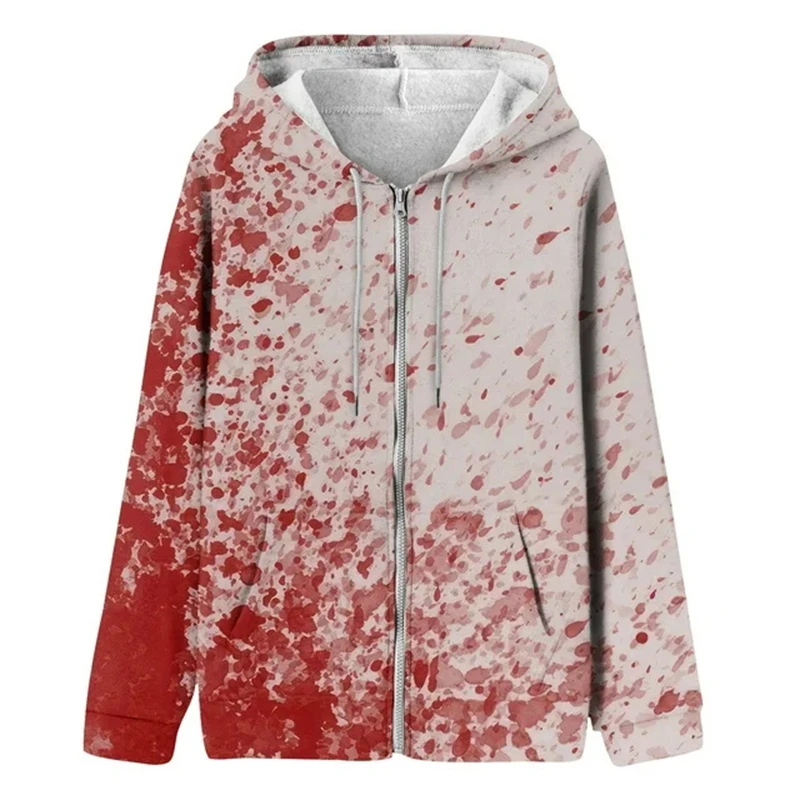 موضة الدموية ثلاثية الأبعاد طباعة سستة هوديس بلوزات الرجال النساء للجنسين مقنعين المتضخم هوديي الاطفال زمم بلوزات رياضية