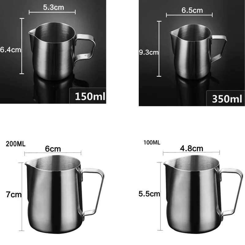 Stainless Steel Milk Frothing Pitcher Jug Cup Cappuccino Latte Homemade Cafe Coffee Espresso Tool for Frother Machine 150 200 ml