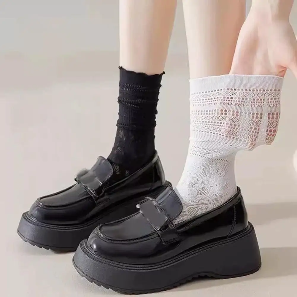Japanese Sexy Lace Tabi Toe Socks for Women Summer Two Toe Socks Mesh Breathable Split Tabi Toe Socks Sweet Frilled Cuff Sock