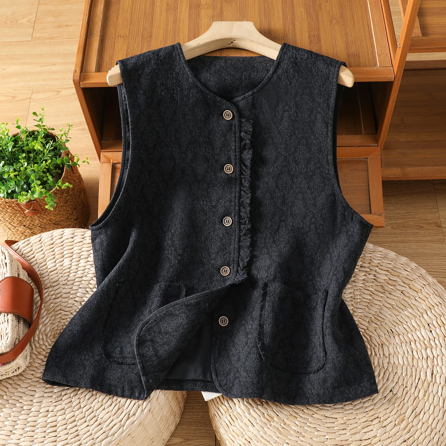 

Женский жилет с цветочной вышивкой в стиле ретро, весенне-осенний новый повседневный открытый кардиган, универсальный тонкий тонкий хлопковый жилет