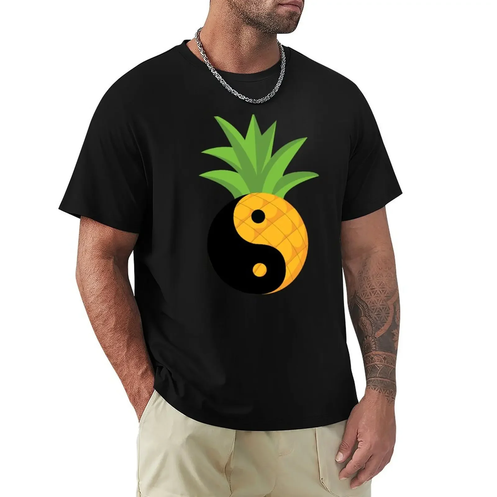 

Presenting Yin _amp_ Yang Pineapple T-Shirt oversized graphic tee summer tops vintage clothes slim fit t shirts for men