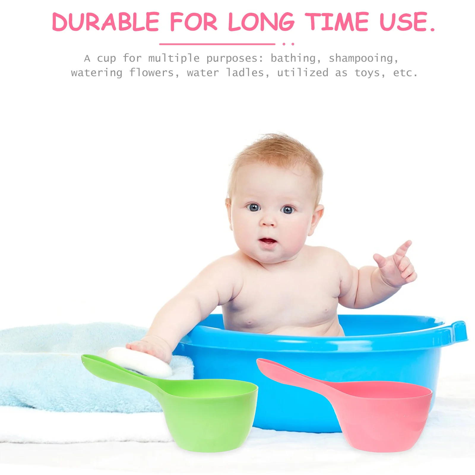 

3Pcs Baby Wash Hair Head Cup Kids Shower Water Spoon Solid Color Bathing Tool Lightweight Durable Eco Friendly
