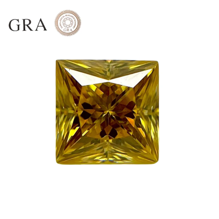 

High Grade Moissanite Stone Princess Cut Yellow Color Loose VVS1 0.8-5ct Excellent Cut with GRA certificate