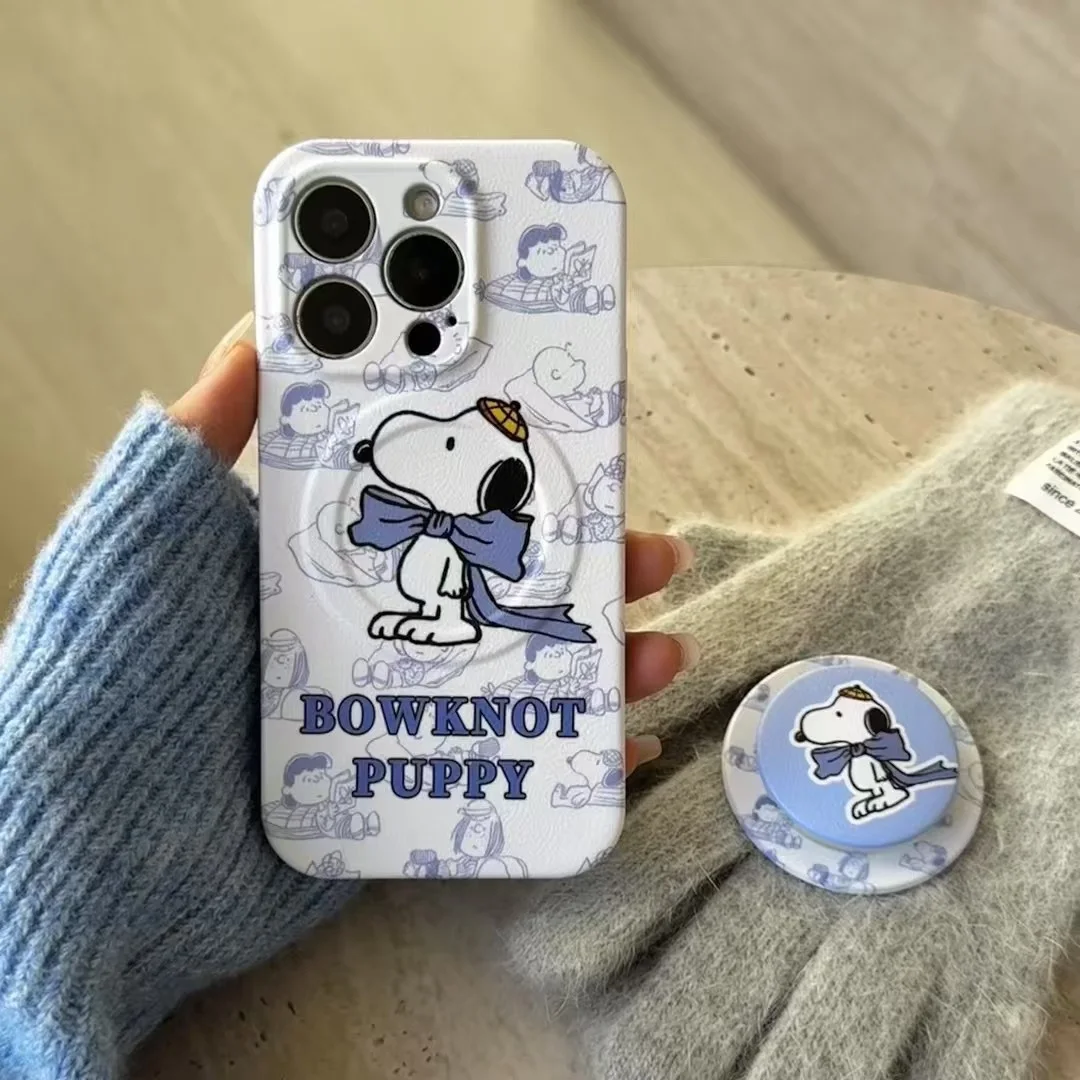 لطيف الفول السوداني سنوبي تشارلي براون Magsafe شحن لاسلكي جراب هاتف آيفون 13 14 15 16 برو ماكس مضحك سنوبي حامل مغناطيسي