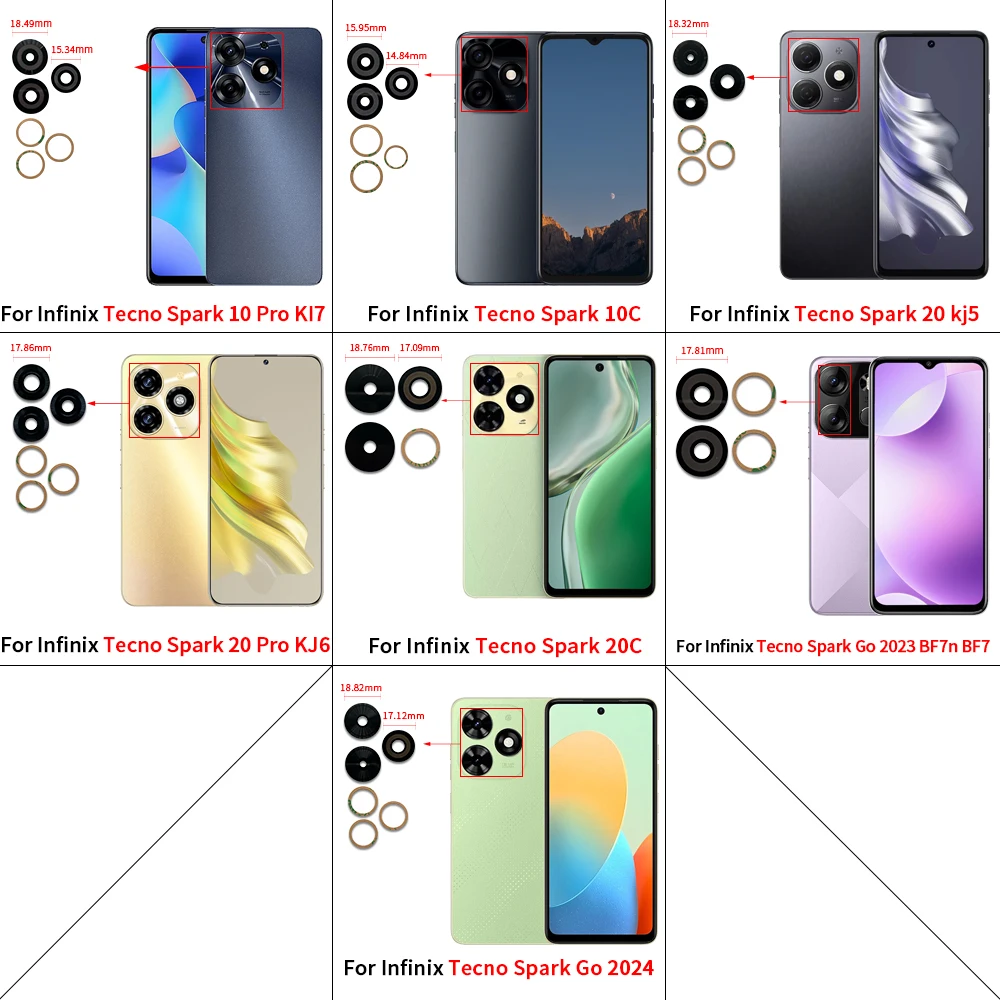 زجاج كاميرا مناسب لهاتف انفينيكس تكنو سبارك 10 برو KI7 10C 20 KJ5 KG6 20c سبارك جو 2023 BF7 2024 زجاج عدسة الكاميرا الخلفية #5
