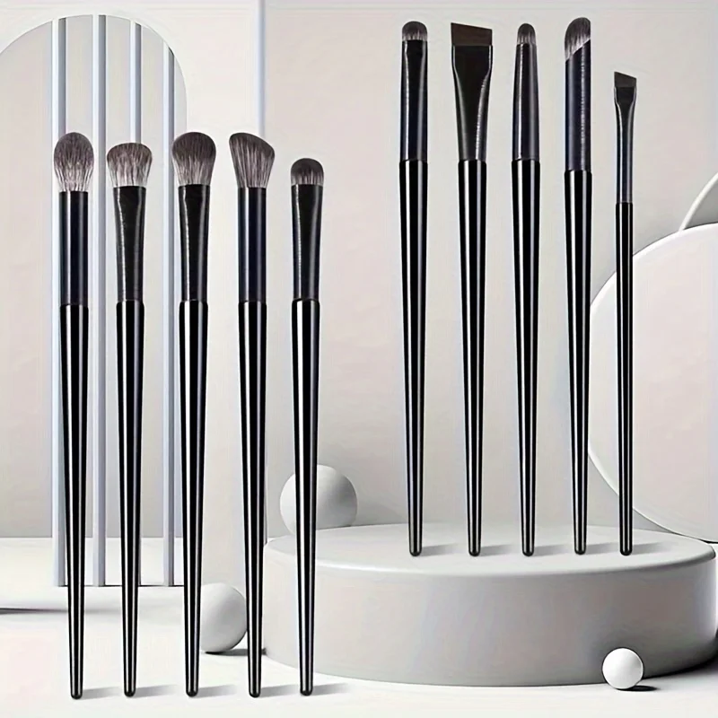 10Pcs Soft Professional Eye Makeup Brush Set, Blending Smudge Aegyo Sal Eyeliner Detail Small Precision Shadow Brushes