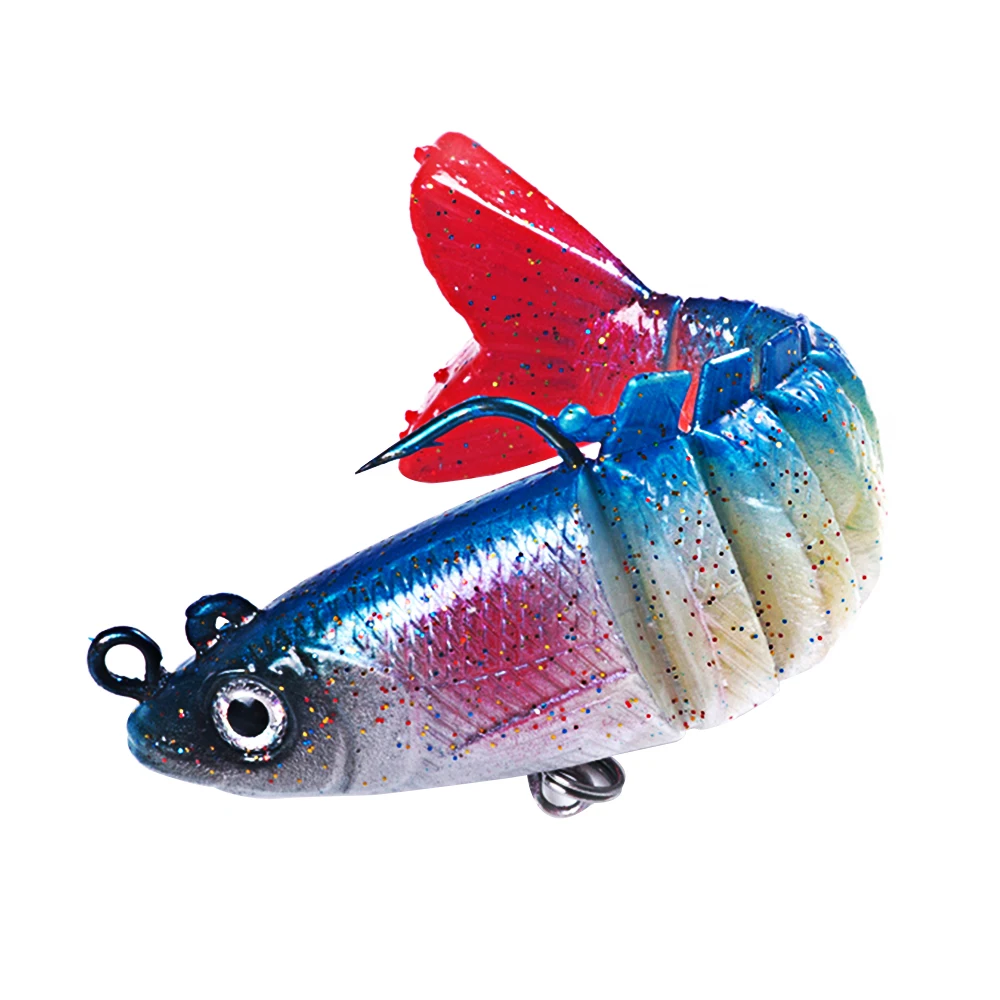 HENGJIA Leurre Souple Baitfish Jigging Head Lure 9cm15g 8 Sections Swimbait Soft Fishing Bait for Bass Sea Fishing Bait