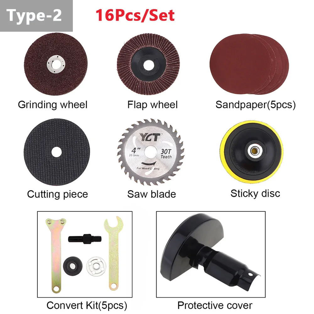 4-21pcs accessori per la conversione del trapano elettrico Set di strumenti lame da taglio per smerigliatrice angolare mola per la lucidatura del metallo del legno