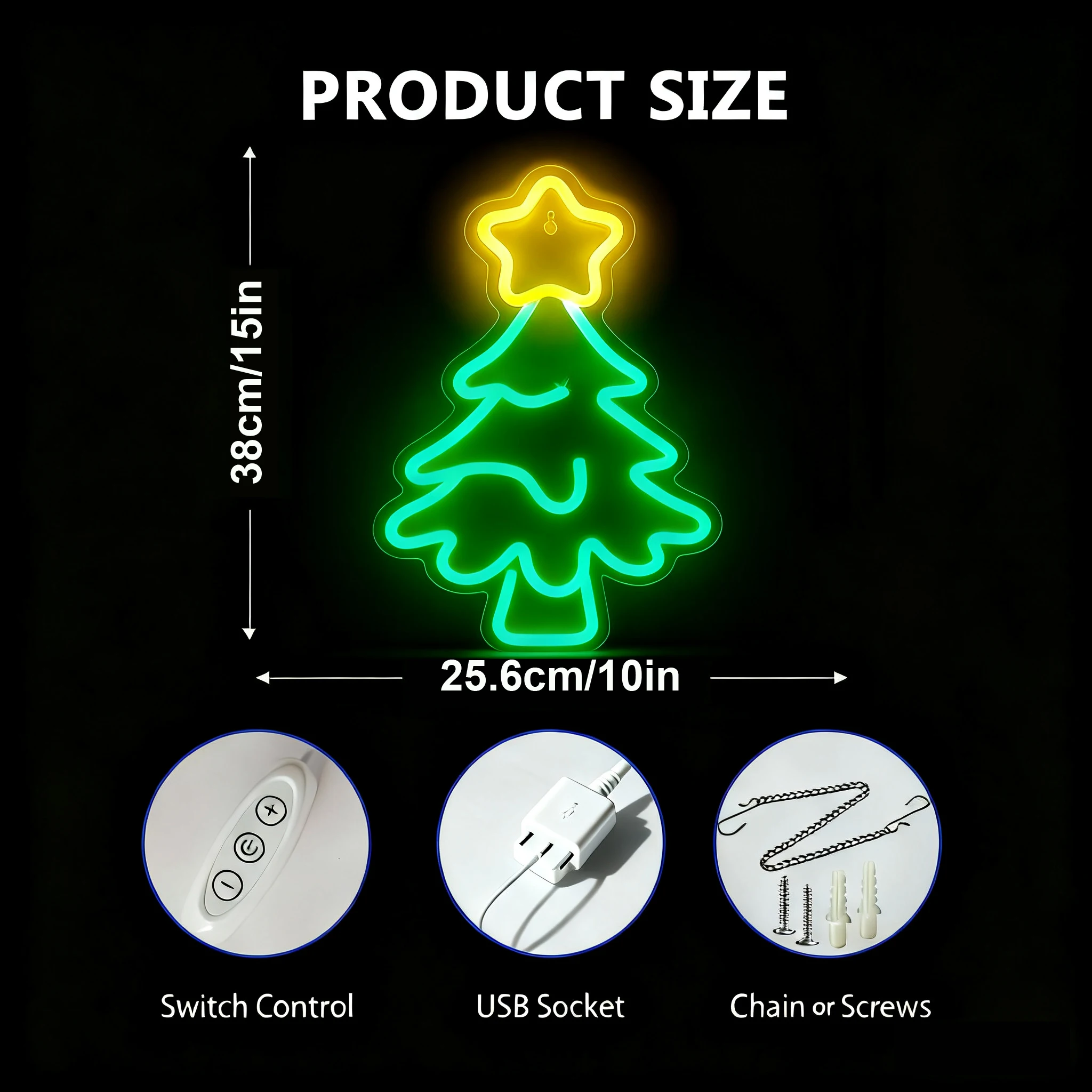 لافتة نيون شجرة عيد الميلاد الحديثة، ديكور عيد الميلاد LED يعمل بمنفذ USB للمكتب المنزلي، ضوء الجنية على الحائط للعطلات مع توهج أزرق ثلجي احتفالي #2