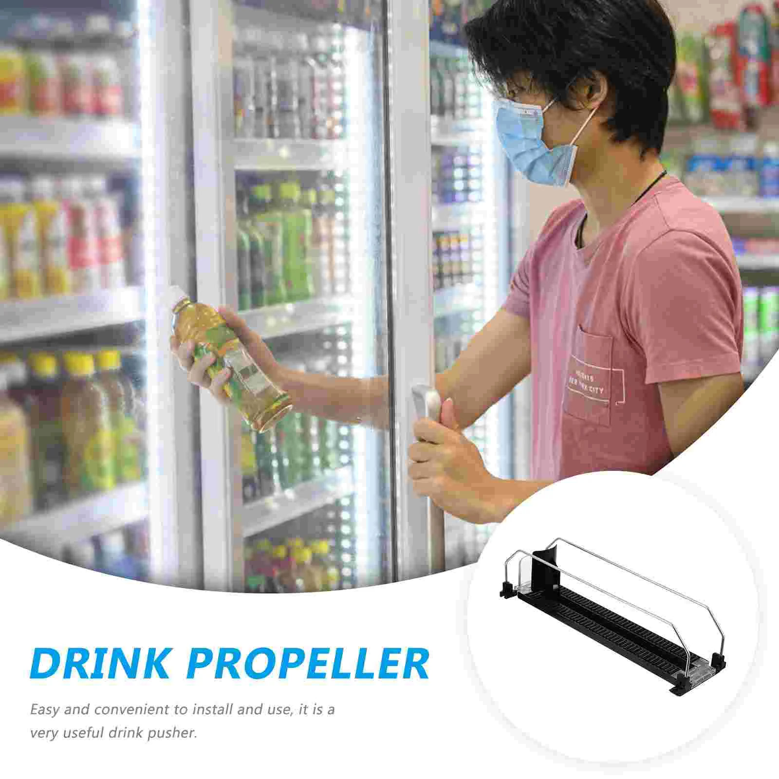 Propeller Magnetic Shelf for Refrigerator Counter under Sliding Drinks Plastic Replenishment Pusher Puller Tray Rack