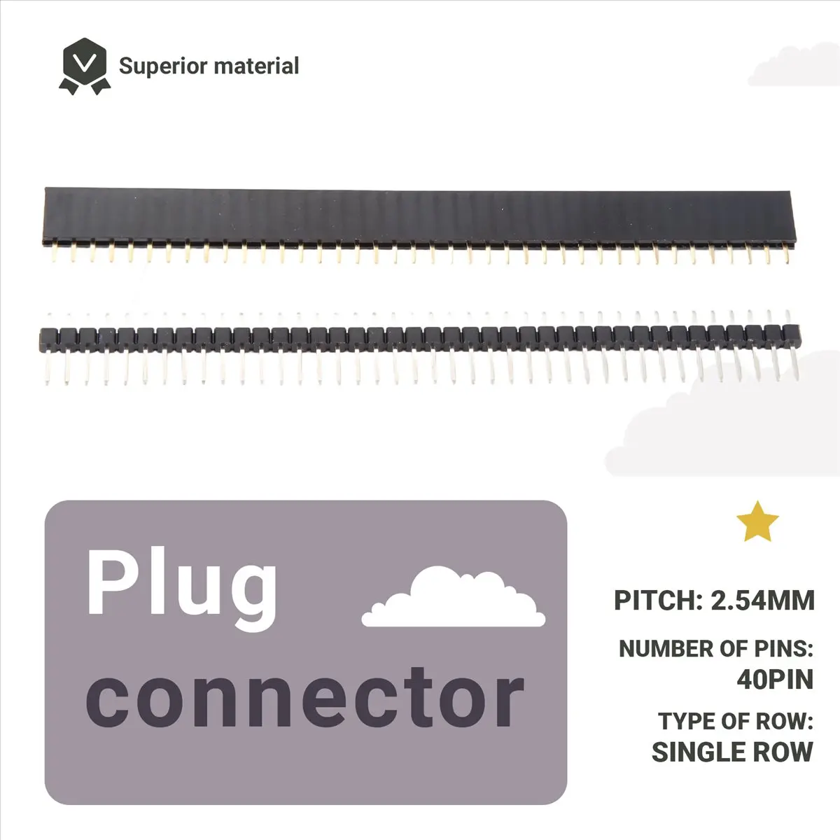 【A75T】 30 Pcs 40 Pin 2.54mm Male & Female Pin headers Plug connector for Prototype Shield