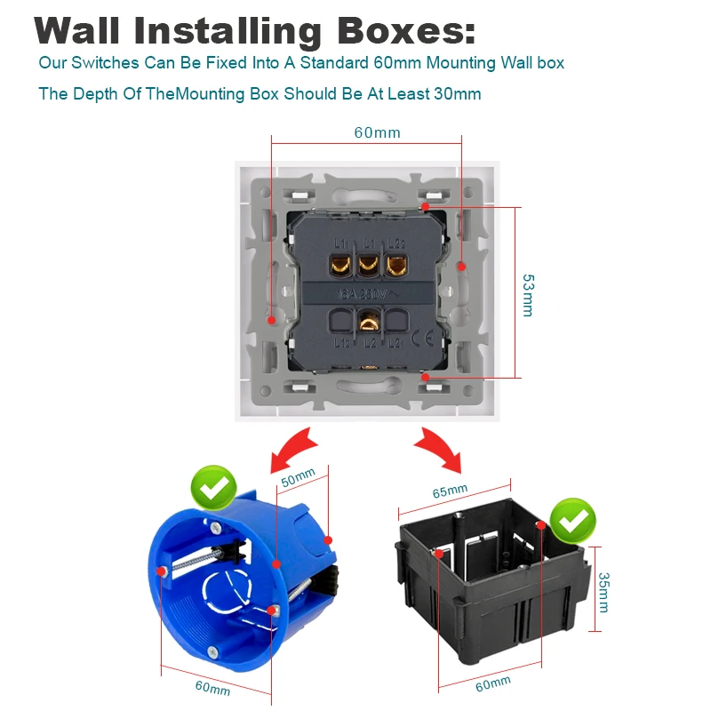 NYWP-electric curtain switch, lifting equipment, crystal clear glass panel black/white/gray/ reset switch