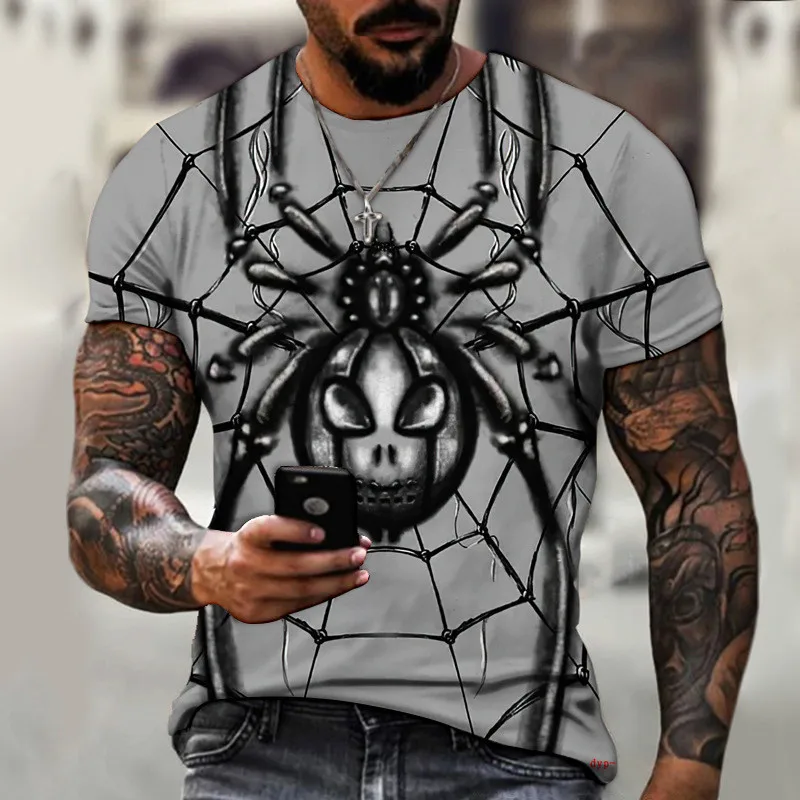 Spider Pattern Fashion T-Shirt For Men\'s 6XL Plus Size 3D Animal Printed Streetwear T Shirt Short Sleeve Hip Hop Summer Tops Tee