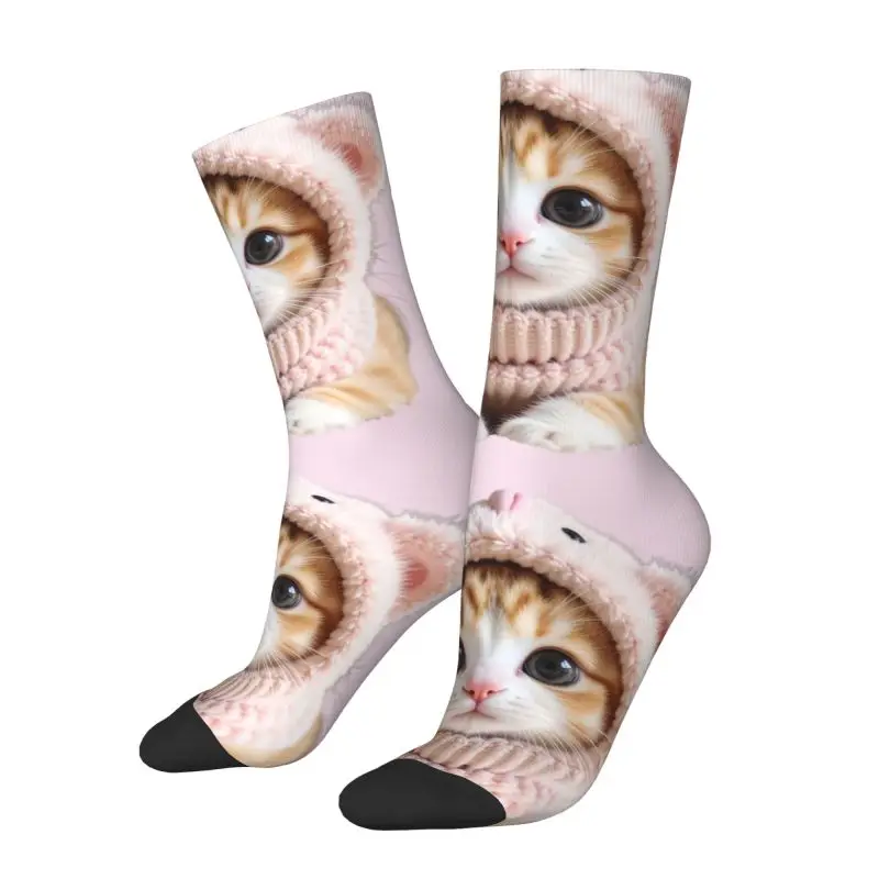 

Забавные носки с принтом милых котят для мужчин и женщин, эластичные, на лето, осень и зиму