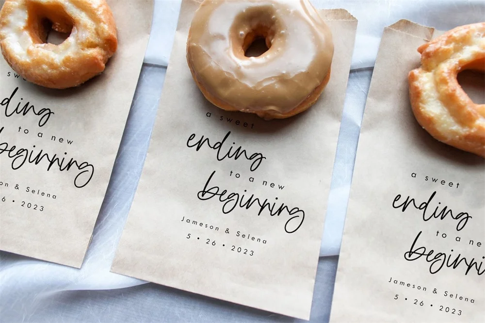 25pcs A Sweet Ending to a New Beginning Favor Bag || Personalized wedding favor bag, Cookie bag, Donut bag, Reception favor bag