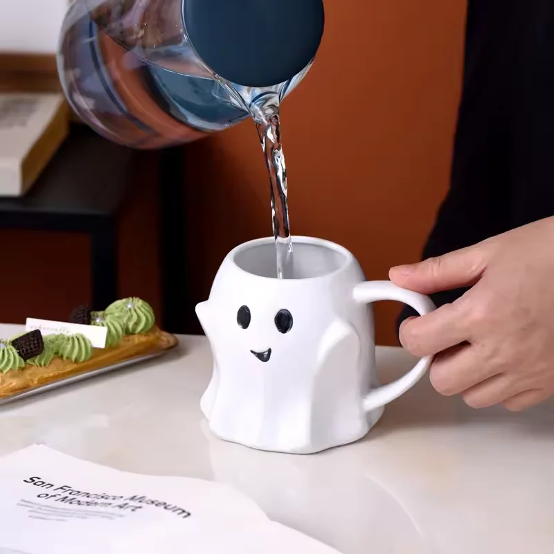 3D Creative Cute Couple Mug - Easter Halloween Ghost Elf Design Ceramic Cup for Afternoon Tea Breakfast Milk Home Office Gift
