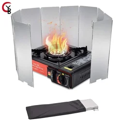 YANBIGUO Tall Stove Windscreen-Gas/Butane Burner Windshield-Aluminum Camping Stove Compact Folding,Outdoor Cooker Wind Shield